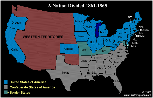 Us Map In 1861