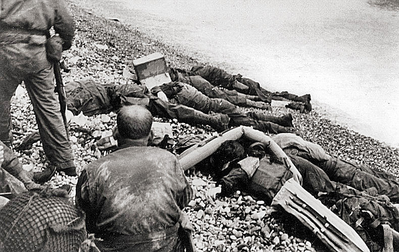American assault troops of the 1st Infantry Division who died attempting to storm across Omaha Beach to the comparative safety of a chalk cliff a few hundred feet from the surf.