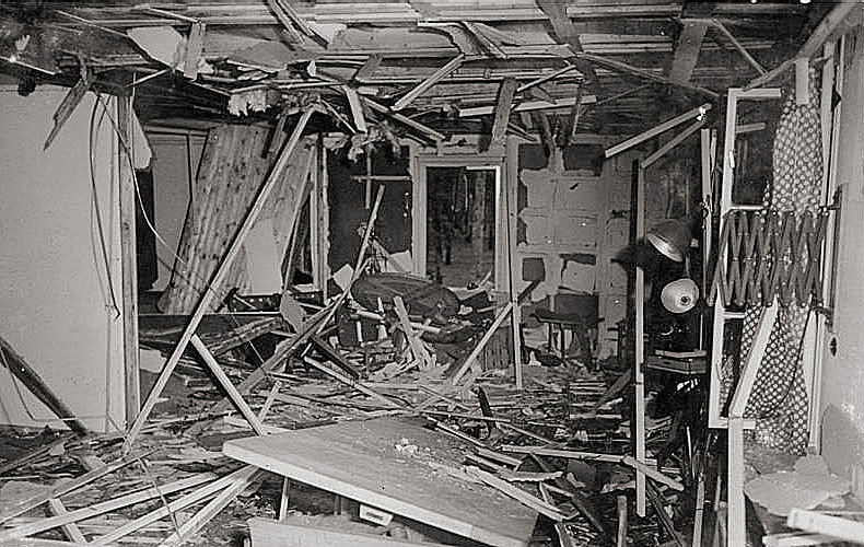 July 20, 1944, the aftermath of an assassination attempt against Hitler by several of his own generals who planted a time-delayed bomb in his military conference room. The success of the Normandy invasion influenced their decision to proceed with the bomb plot to save Germany from destruction.