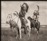 Three Sioux Chiefs on horseback