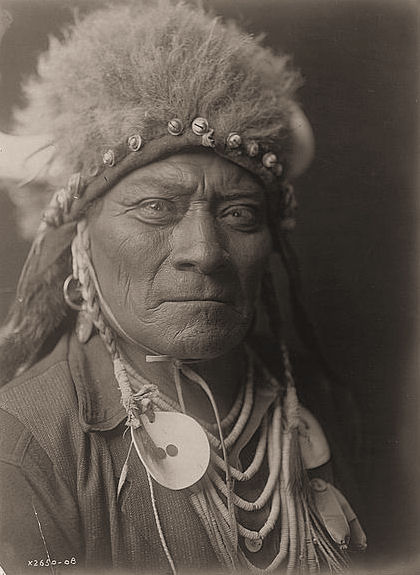 Mid Chief Joseph Nez Perc wearing a war bonnet 