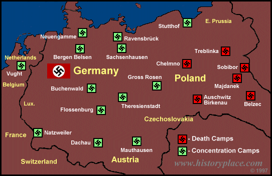 Map of Concentration/Death Camps