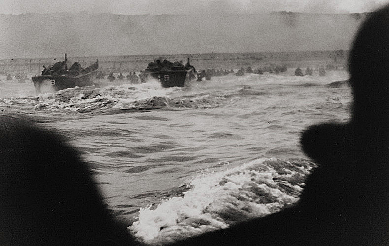 Landing craft put American troops ashore on Omaha Beach.