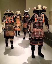 Standing Samurai Display Various Armor Types