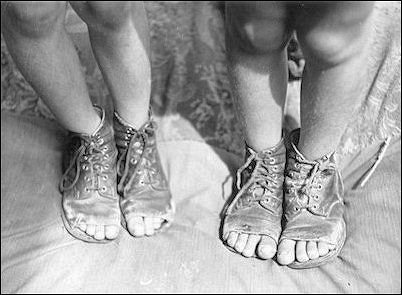 Severe shortages of all consumer goods in postwar Germany requires an improvised solution for the growing feet of former Jungvolks.